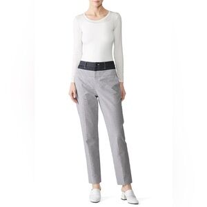 Jason Wu Striped Seersucker & Denim Blue & White Mixed Media Pants Size 2‎